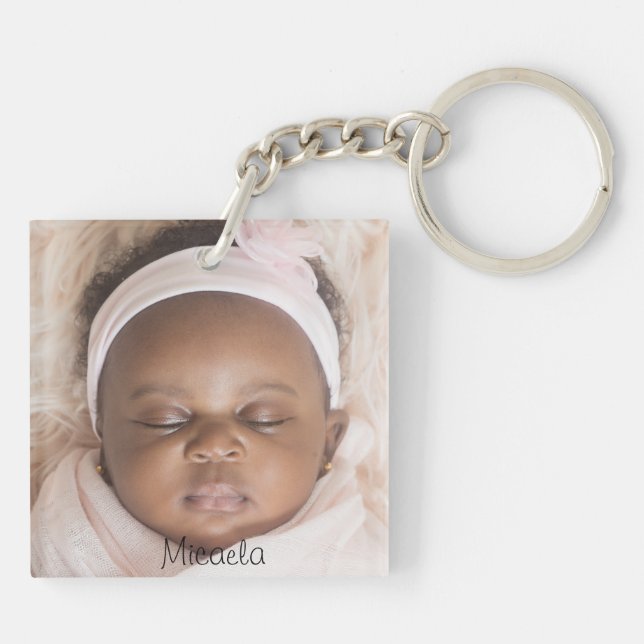 Personalised 2-sided Image Name & Saying Key Ring (Back)