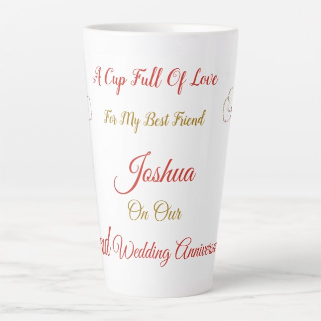 Personalised 2nd Anniversary design Latte Mug (Front)