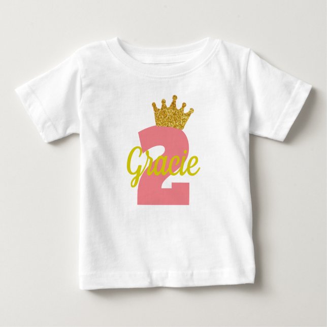 Personalised 2nd Birthday Crown Girl's Shirt (Front)