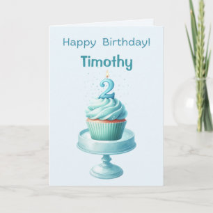Personalised 2nd Birthday Cupcake Card