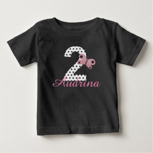 Personalised 2nd Birthday Girls Butterfly Shirt