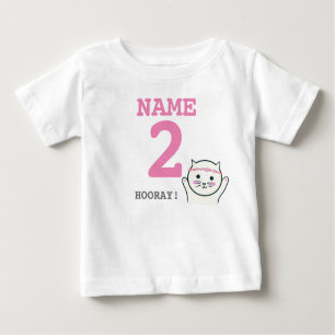 Personalised 2nd birthday white cat baby T-Shirt