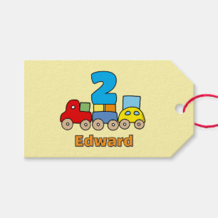Personalised 2nd Birthday Wooden Train Toy Gift Tags