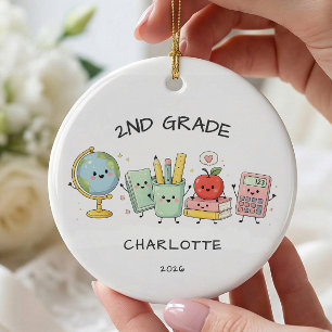 Personalised 2nd Grade Girl Ceramic Ornament