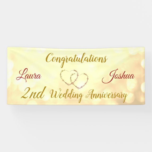 Personalised 2nd Wedding Anniversary Banner (Horizontal)