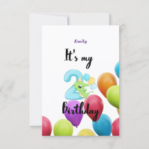 Personalised 2nd Year Birthday invitation Card