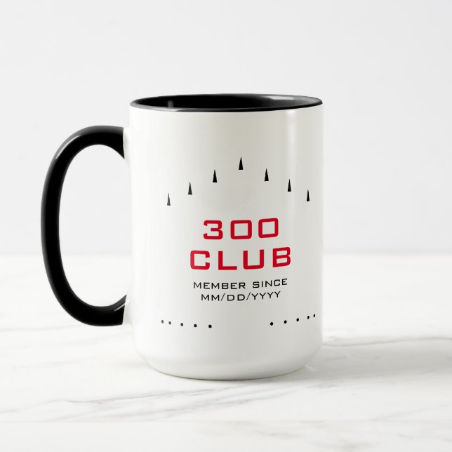 Personalised 300 Club Member Bowling Lane Markings Mug (Left)