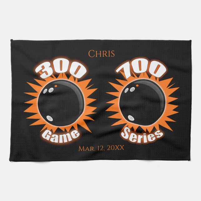 Personalised 300 Game & 700 Series Bowling Tea Towel (Horizontal)