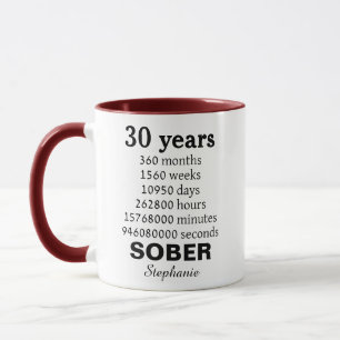 Personalised 30 Years Sober Mug Recovery gift