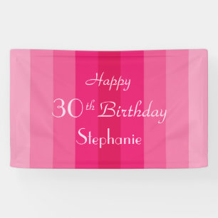 Personalised 30th 35th Birthday Sign Pink Stripe