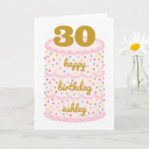 Personalised 30th Birthday Card, Custom Name