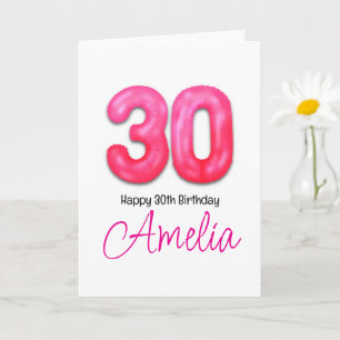Personalised 30th Birthday Number Balloon Card