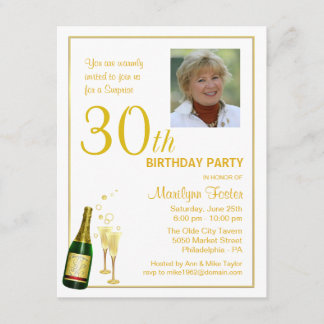 Personalised 30th Birthday Party Photo Invitations