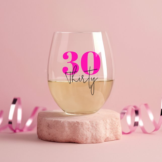 Personalised 30th Birthday Stemless Wine Glass (Creator Uploaded)