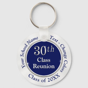Personalised 30th Class Reunion Gifts, Navy Blue Key Ring