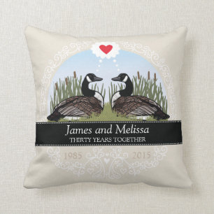 Personalised 30th Wedding Anniversary, Geese Cushion
