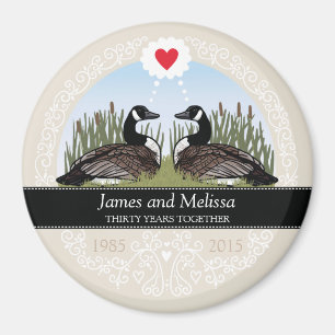 Personalised 30th Wedding Anniversary, Geese Magnet