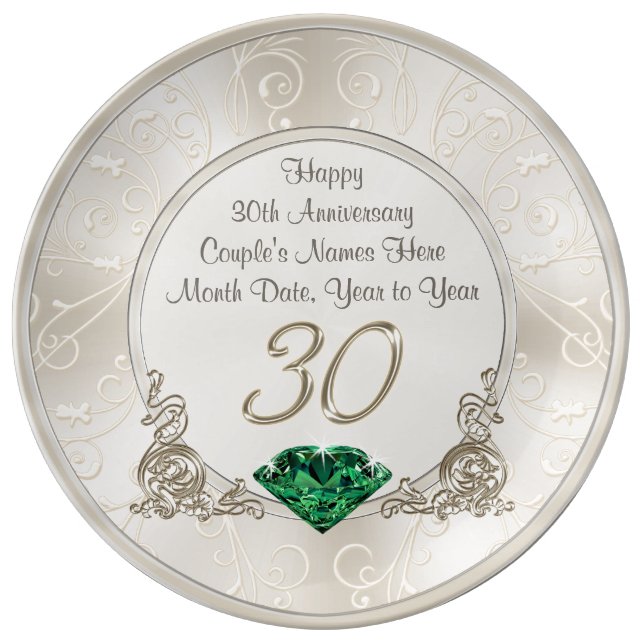 Personalised 30th Wedding Anniversary Gift Ideas Plate (Front)