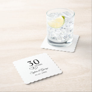 Personalised 30th Wedding Anniversary Party Paper Coaster