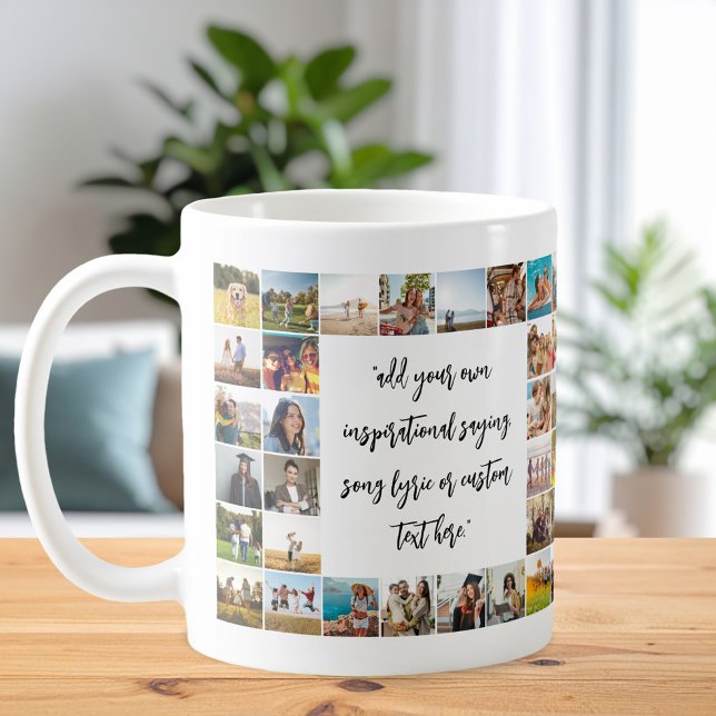 Personalised 32 Photo Collage Custom Quote Coffee Mug (Creator Uploaded)