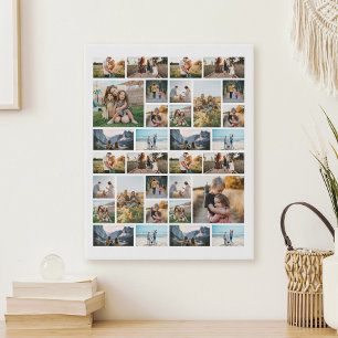 Personalised 32 Photo Collage Faux Canvas Print