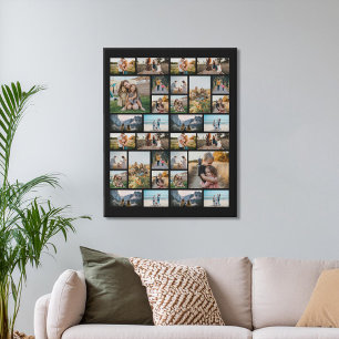 Personalised 32 Photo Collage Faux Canvas Print