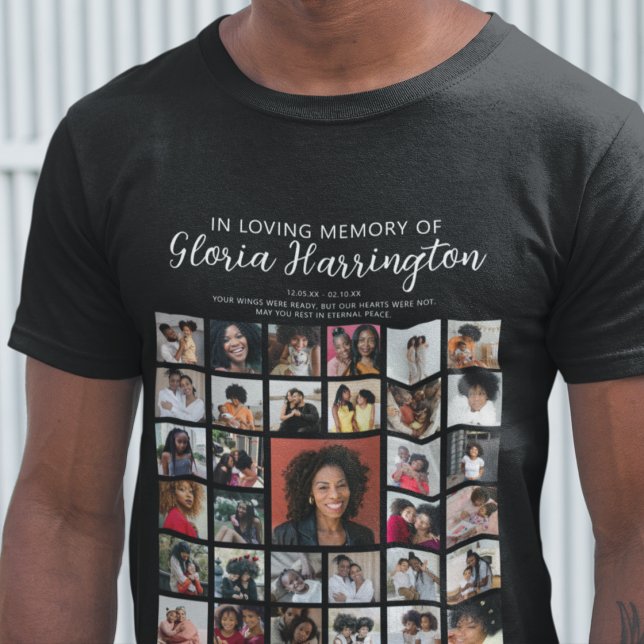 Personalised 33 Photo Collage Memorial T-Shirt (Creator Uploaded)