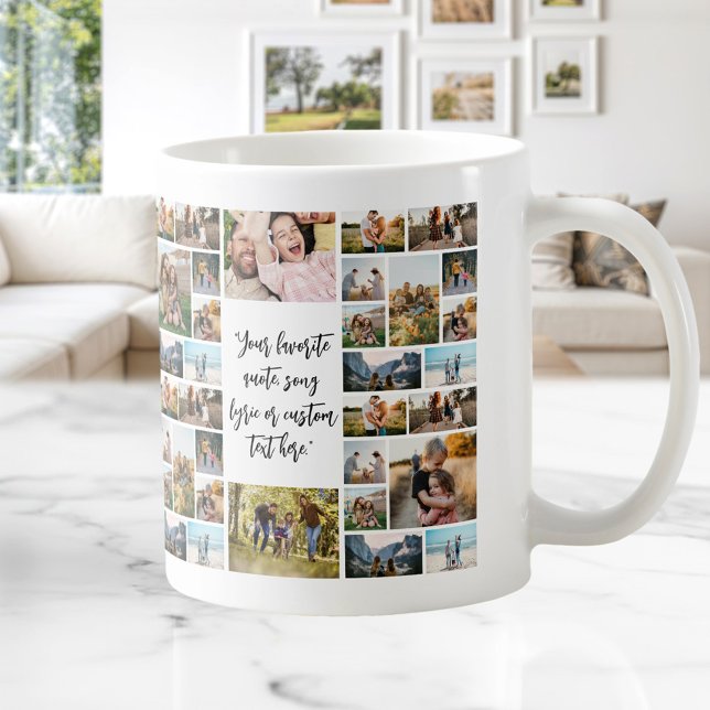 Personalised 34 Photo Collage Custom Quote Coffee Mug (Creator Uploaded)