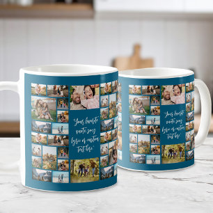 Personalised 34 Photo Collage Custom Quote Coffee Mug