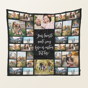 Personalised 34 Photo Collage Custom Quote Fleece Blanket