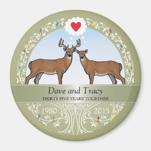 Personalised 35th Wedding Anniversary, Buck & Doe Magnet