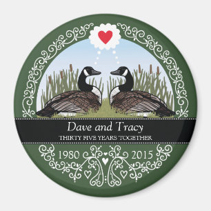 Personalised 35th Wedding Anniversary, Geese Magnet