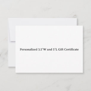 Personalised 3.5″W and 5″L Gift Certificate Card