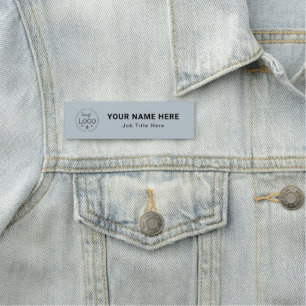 Personalised 3.5" X 1" Metallic Silver Rectangle Name Tag