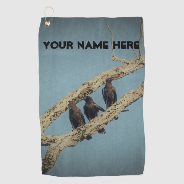 Personalised 3 Crows Golf Towel (Front)