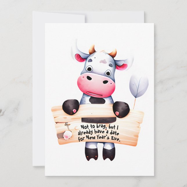 Personalised #3 Dad Joke Funny Cow New Year's Card (Front)