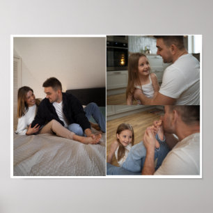 Personalised 3 Family Photo Collage Poster