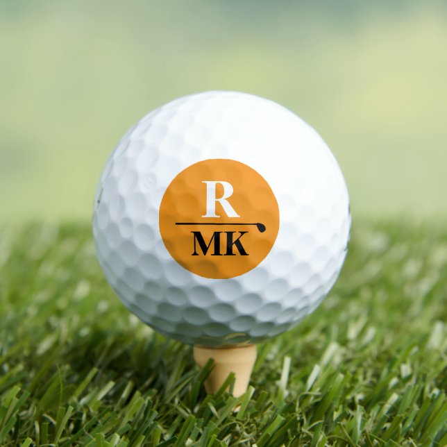 Personalised 3 initial letters orange colour golf balls (Insitu Tee)