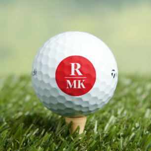 Personalised 3 initial letters red and white golf balls