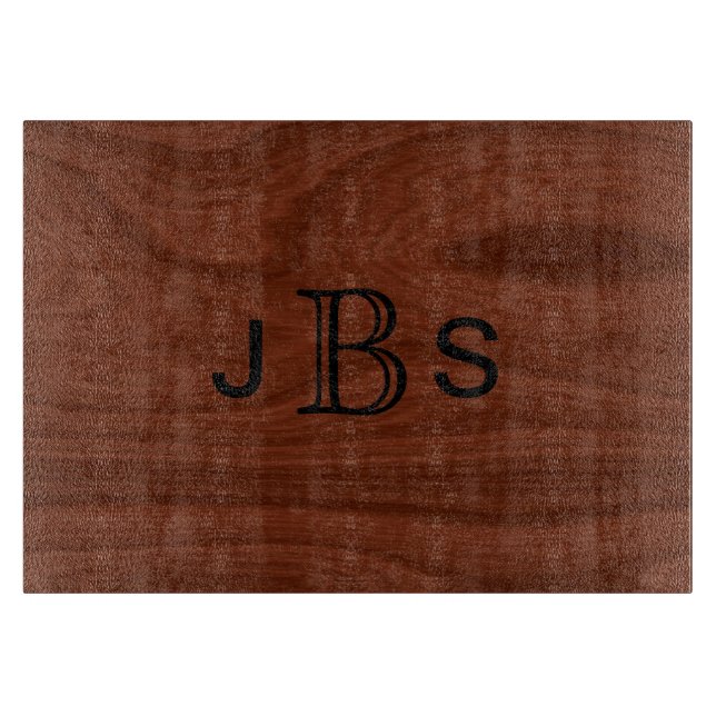 Personalised 3 Initial Monogram Wood Pattern Cutting Board (Front)