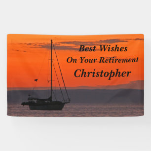 Personalised 3 Lines of Text Sailboat Retirement Banner