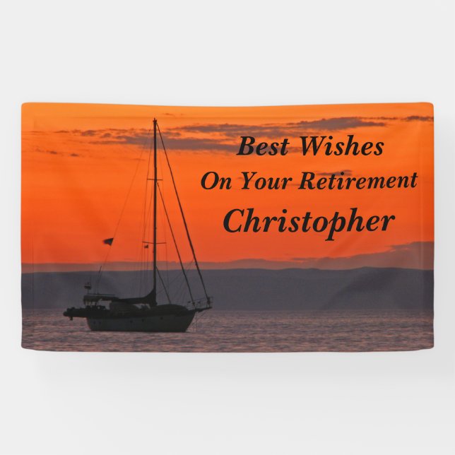 Personalised 3 Lines of Text Sailboat Retirement Banner (Horizontal)