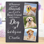 Personalised 3 Pet Photo Best Friend Dog Lover  Plaque<br><div class="desc">Celebrate your best friend with a custom unique pet dog keepsake photo plaque in a rustic chalkboard slate design. This dog lover photo plaque is the perfect gift for yourself, family or friends to honour those loved . Quote " Whoever said Diamonds are a girls best friend, never loved a...</div>