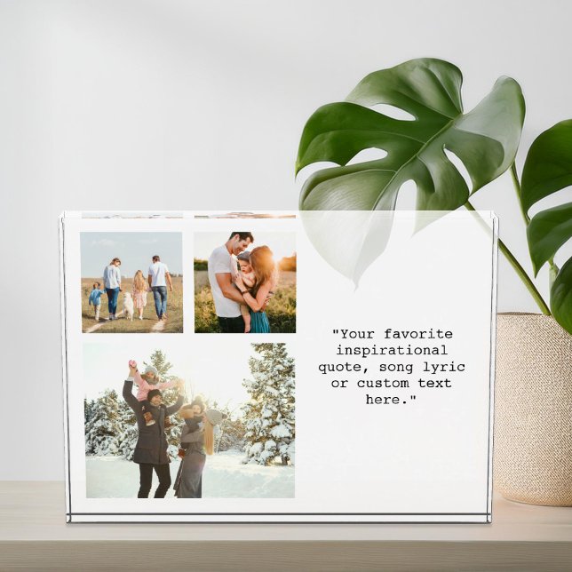 Personalised 3 Photo Collage and Quote Photo Block (Creator Uploaded)