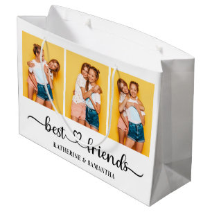 Personalised 3 Photo Collage Best Friends Forever  Large Gift Bag