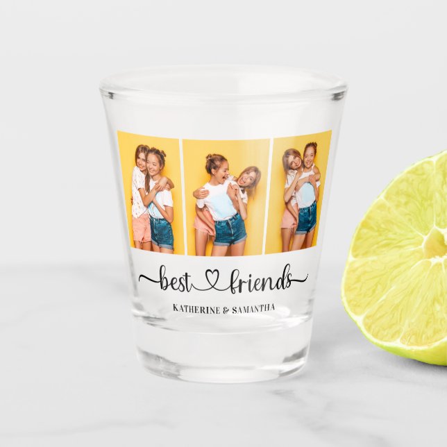 Personalised 3 Photo Collage Best Friends Forever  Shot Glass (Front)