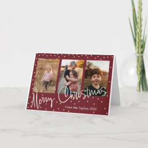Personalised 3 photo collage Christmas card 