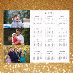 Personalised 3 Photo Collage Family 2024 Calendar Poster<br><div class="desc">Create your own custom, personalised, black and white and faux gold 2024 full year 3 photo collage yearly calendar home room office decor, wall calendar poster. To customise, simply add three of your favourite family / kids / baby / pets / couple / wedding photos. While you add / design,...</div>