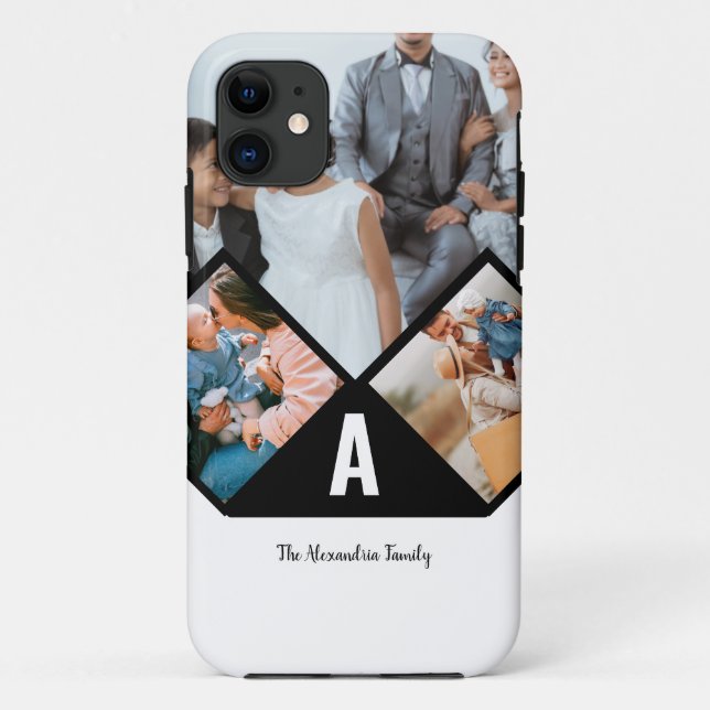 Personalised 3 photo collage family monogram Case-Mate iPhone case (Back)