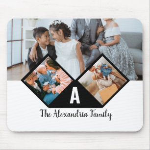 Personalised 3 photo collage family monogram mouse pad